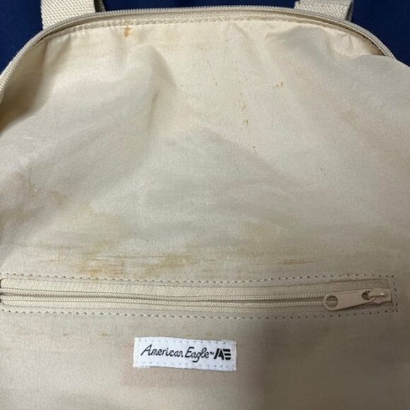 American Eagle Rugged Canvas Leather Zip Tote Shoulder Handbag 15"x14.5" - Picture 14 of 16
